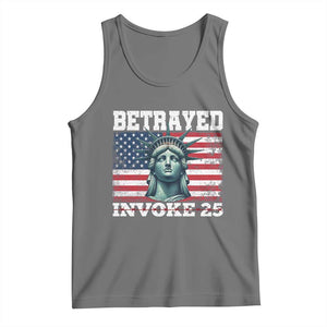 Betrayed Invoke 25 Statue of Liberty Crying Tank Top 25th Amendment Distressed Flag Political Satire Graphic TS02 Black Heather Print Your Wear