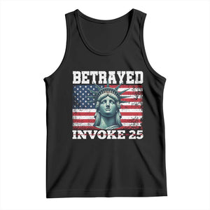 Betrayed Invoke 25 Statue of Liberty Crying Tank Top 25th Amendment Distressed Flag Political Satire Graphic TS02 Black Print Your Wear