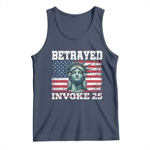 Betrayed Invoke 25 Statue of Liberty Crying Tank Top 25th Amendment Distressed Flag Political Satire Graphic TS02 Navy Print Your Wear