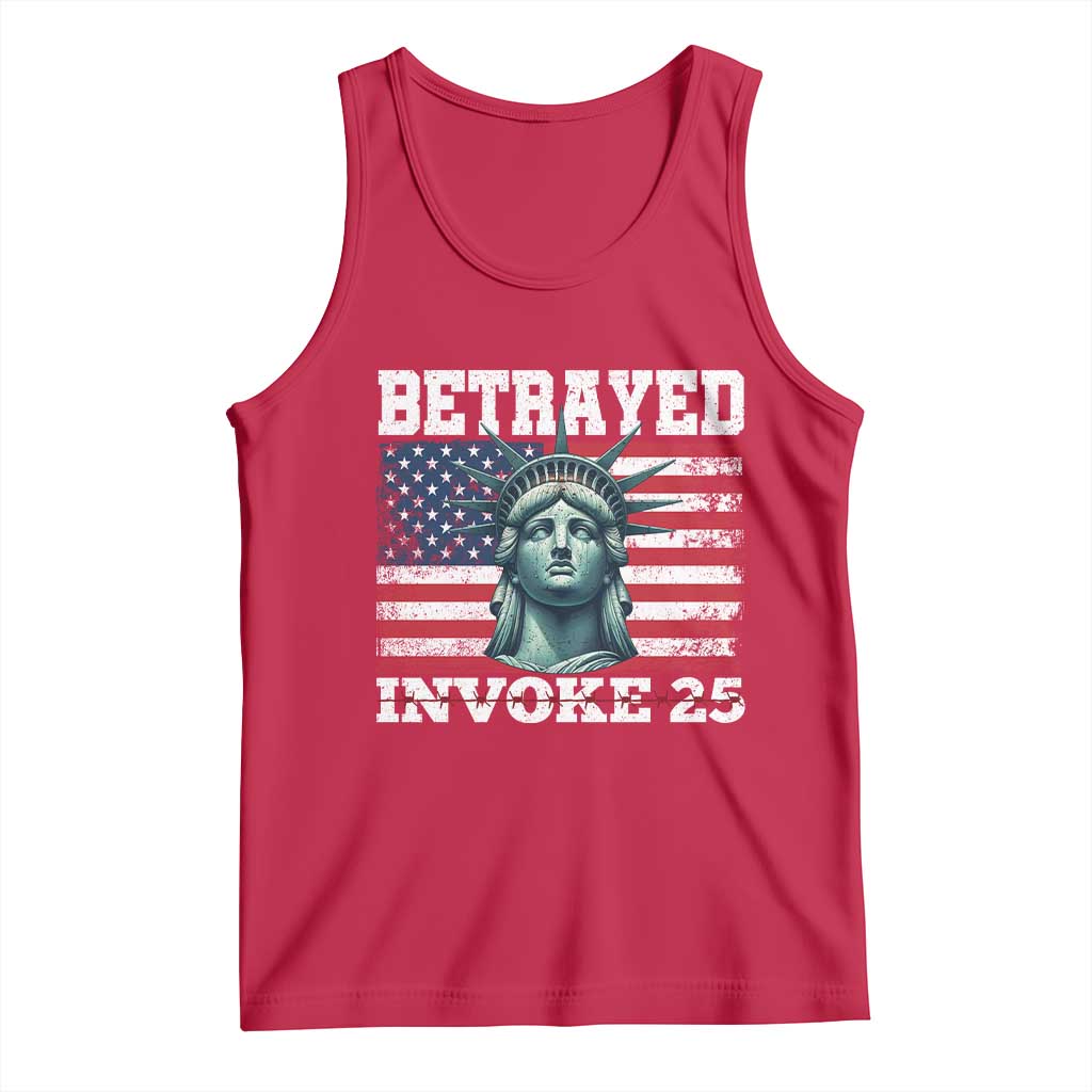 Betrayed Invoke 25 Statue of Liberty Crying Tank Top 25th Amendment Distressed Flag Political Satire Graphic TS02 Red Print Your Wear