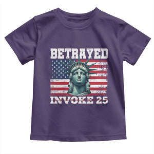 Betrayed Invoke 25 Statue of Liberty Crying Toddler T Shirt 25th Amendment Distressed Flag Political Satire Graphic TS02 Purple Print Your Wear