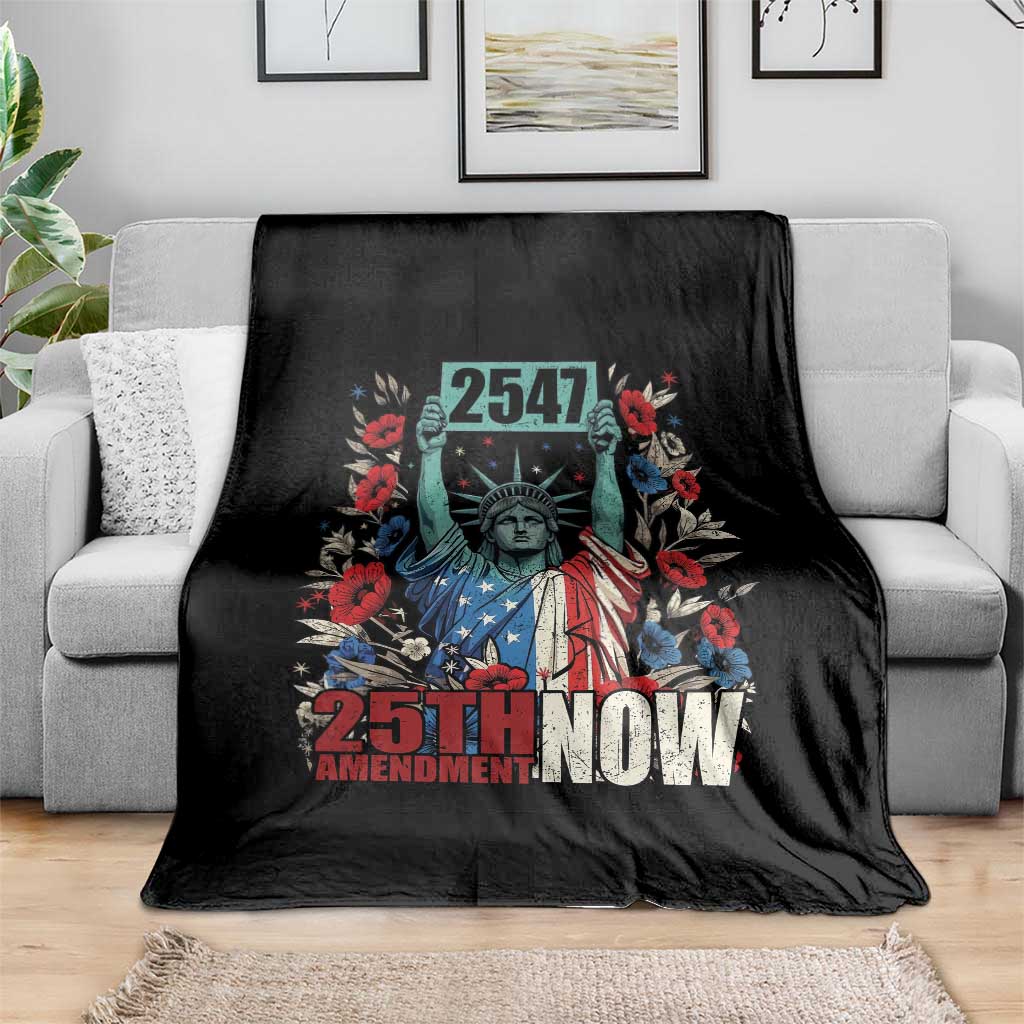 25th Amendment Now 2547 Throw Blanket Statue of Liberty Floral Political Statement Graphic TS02 Print Your Wear