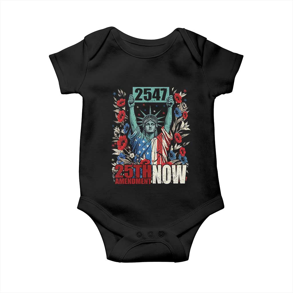 25th Amendment Now 2547 Baby Onesie Statue of Liberty Floral Political Statement Graphic TS02 Black Print Your Wear