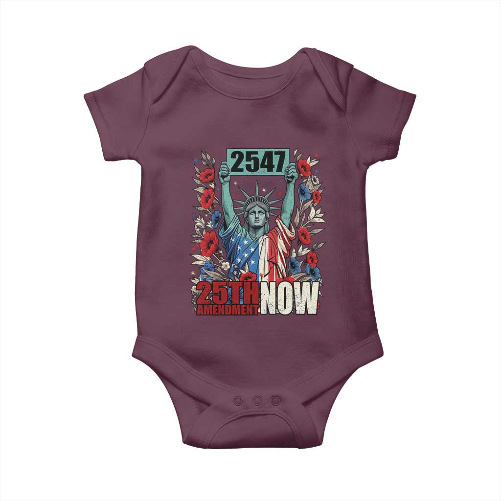 25th Amendment Now 2547 Baby Onesie Statue of Liberty Floral Political Statement Graphic TS02 Maroon Print Your Wear