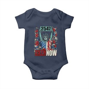25th Amendment Now 2547 Baby Onesie Statue of Liberty Floral Political Statement Graphic TS02 Navy Print Your Wear