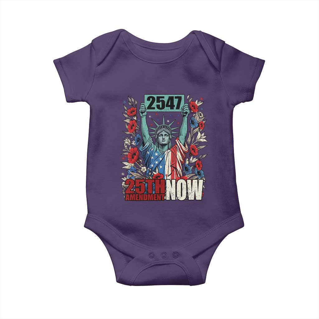 25th Amendment Now 2547 Baby Onesie Statue of Liberty Floral Political Statement Graphic TS02 Purple Print Your Wear