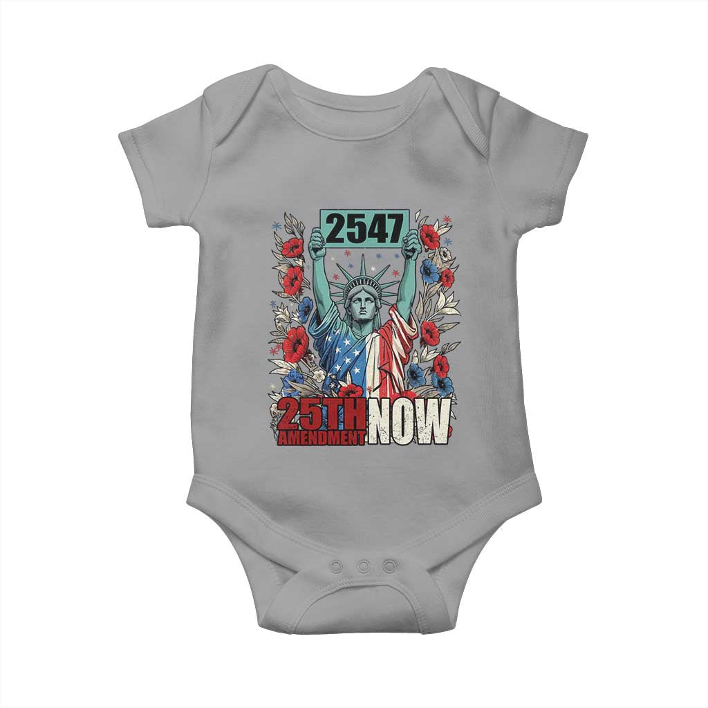 25th Amendment Now 2547 Baby Onesie Statue of Liberty Floral Political Statement Graphic TS02 Sport Gray Print Your Wear