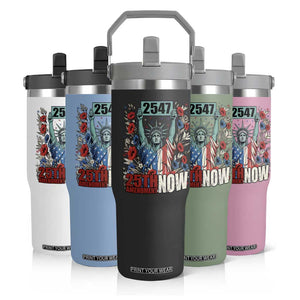 25th Amendment Now 2547 Flip Straw Tumbler Statue of Liberty Floral Political Statement Graphic TS02 Print Your Wear
