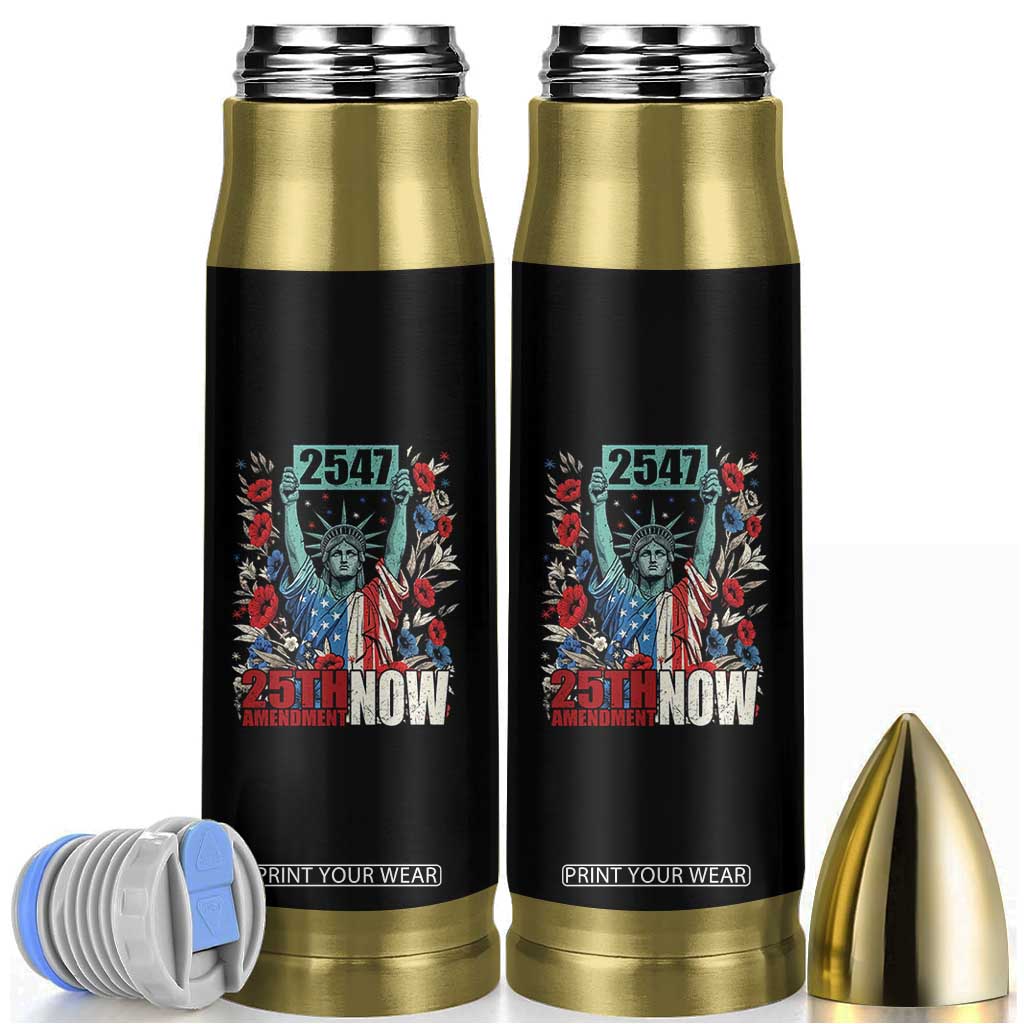 25th Amendment Now 2547 Bullet Tumbler Statue of Liberty Floral Political Statement Graphic TS02 Black Print Your Wear