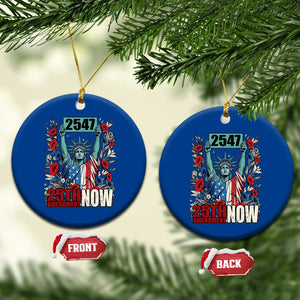 25th Amendment Now 2547 Ceramic Ornament Statue of Liberty Floral Political Statement Graphic TS02 1pc Blue Print Your Wear