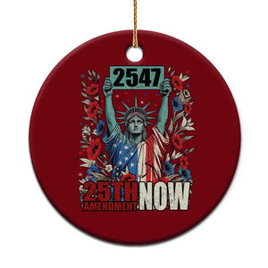 25th Amendment Now 2547 Ceramic Ornament Statue of Liberty Floral Political Statement Graphic TS02 1pc Red Print Your Wear