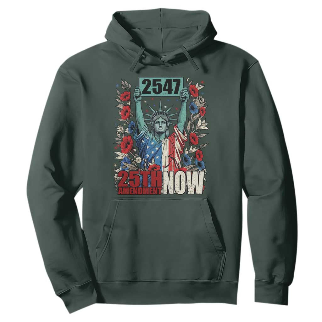 25th Amendment Now 2547 Hoodie Statue of Liberty Floral Political Statement Graphic TS02 Dark Forest Green Print Your Wear