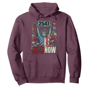 25th Amendment Now 2547 Hoodie Statue of Liberty Floral Political Statement Graphic TS02 Maroon Print Your Wear