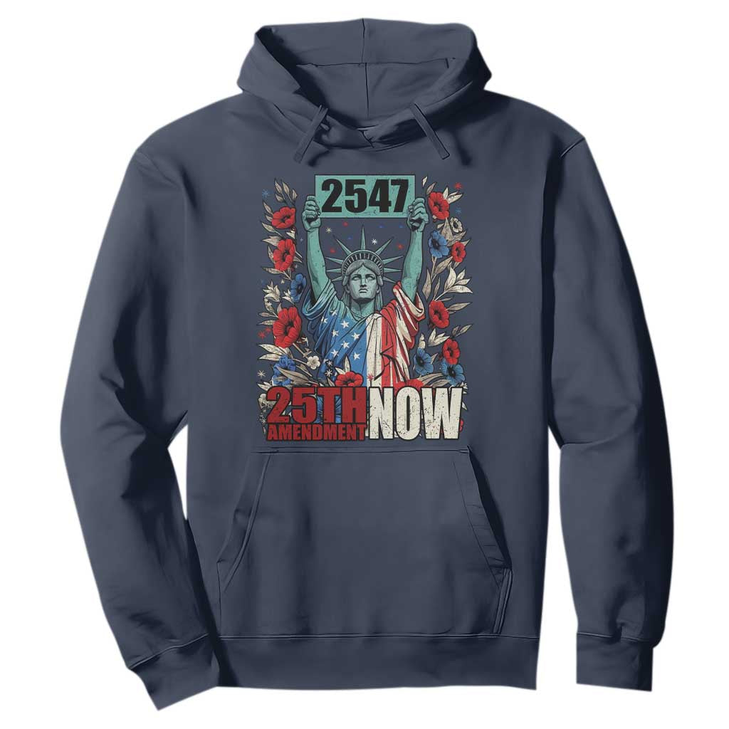 25th Amendment Now 2547 Hoodie Statue of Liberty Floral Political Statement Graphic TS02 Navy Print Your Wear