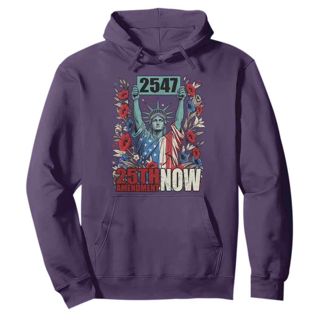25th Amendment Now 2547 Hoodie Statue of Liberty Floral Political Statement Graphic TS02 Purple Print Your Wear