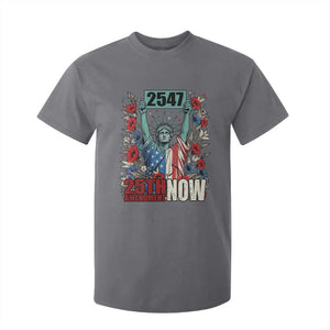 25th Amendment Now 2547 T Shirt For Kid Statue of Liberty Floral Political Statement Graphic TS02 Charcoal Print Your Wear