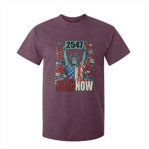 25th Amendment Now 2547 T Shirt For Kid Statue of Liberty Floral Political Statement Graphic TS02 Maroon Print Your Wear