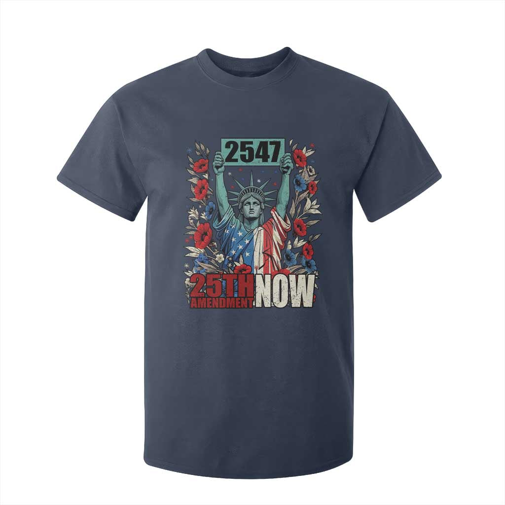 25th Amendment Now 2547 T Shirt For Kid Statue of Liberty Floral Political Statement Graphic TS02 Navy Print Your Wear