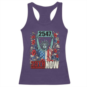 25th Amendment Now 2547 Racerback Tank Top Statue of Liberty Floral Political Statement Graphic TS02 Purple Print Your Wear