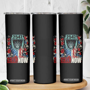 25th Amendment Now 2547 Skinny Tumbler Statue of Liberty Floral Political Statement Graphic TS02 Print Your Wear