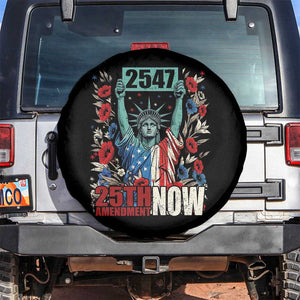 25th Amendment Now 2547 Spare Tire Cover Statue of Liberty Floral Political Statement Graphic TS02 No hole Black Print Your Wear