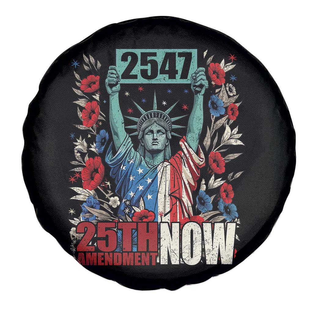 25th Amendment Now 2547 Spare Tire Cover Statue of Liberty Floral Political Statement Graphic TS02 Print Your Wear
