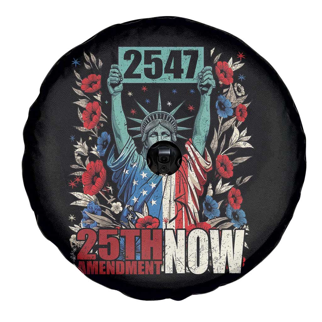 25th Amendment Now 2547 Spare Tire Cover Statue of Liberty Floral Political Statement Graphic TS02 Print Your Wear
