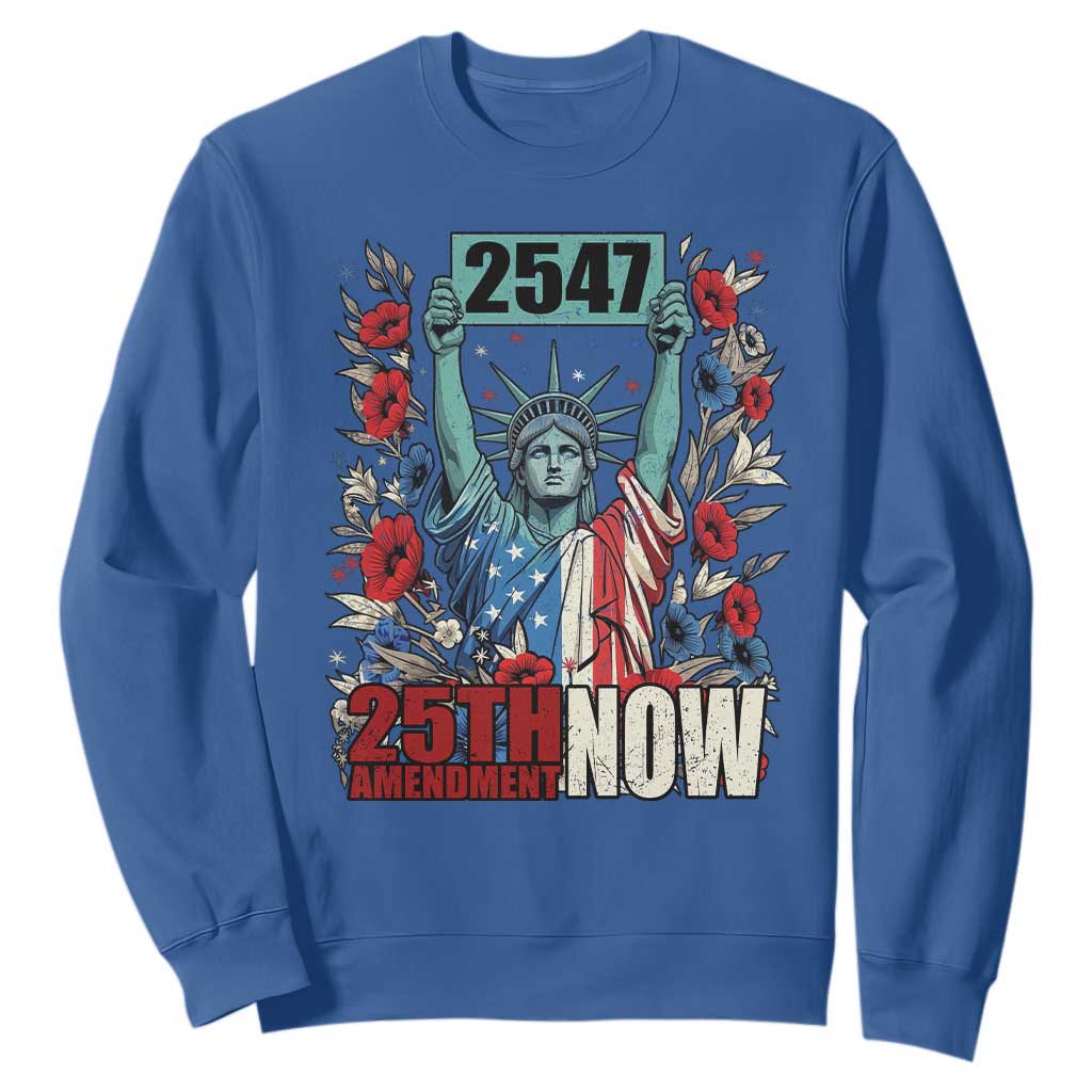 25th Amendment Now 2547 Sweatshirt Statue of Liberty Floral Political Statement Graphic TS02 Royal Blue Print Your Wear