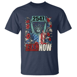 25th Amendment Now 2547 T Shirt Statue of Liberty Floral Political Statement Graphic TS02 Navy Print Your Wear