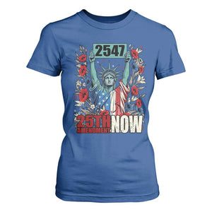 25th Amendment Now 2547 T Shirt For Women Statue of Liberty Floral Political Statement Graphic TS02 Royal Blue Print Your Wear