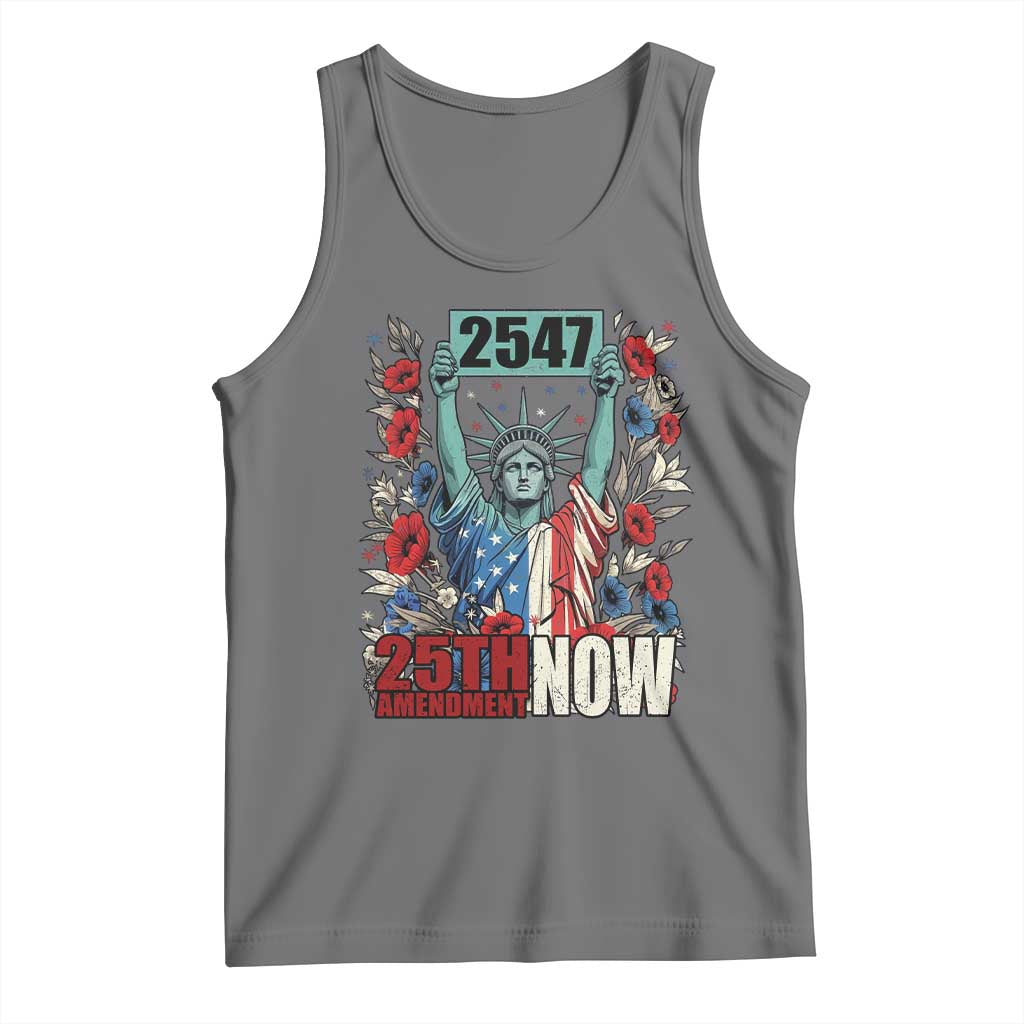 25th Amendment Now 2547 Tank Top Statue of Liberty Floral Political Statement Graphic TS02 Black Heather Print Your Wear
