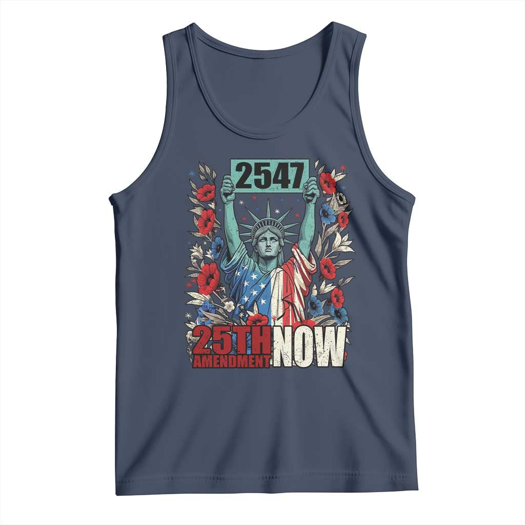 25th Amendment Now 2547 Tank Top Statue of Liberty Floral Political Statement Graphic TS02 Navy Print Your Wear
