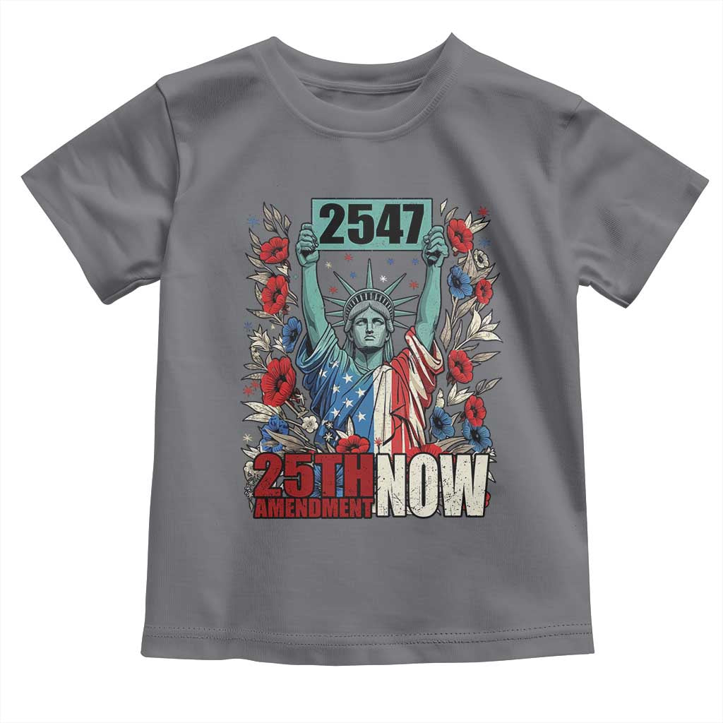 25th Amendment Now 2547 Toddler T Shirt Statue of Liberty Floral Political Statement Graphic TS02 Charcoal Print Your Wear