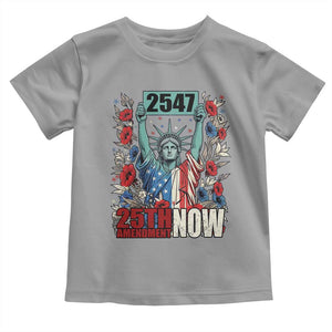 25th Amendment Now 2547 Toddler T Shirt Statue of Liberty Floral Political Statement Graphic TS02 Sport Gray Print Your Wear