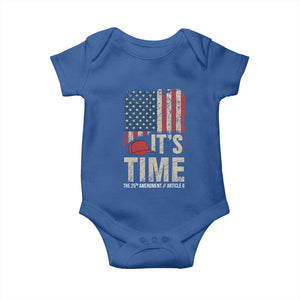 It's Time The 25th Amendment Baby Onesie Article II Red Hat Distressed American Flag Graphic TS02 Royal Blue Print Your Wear