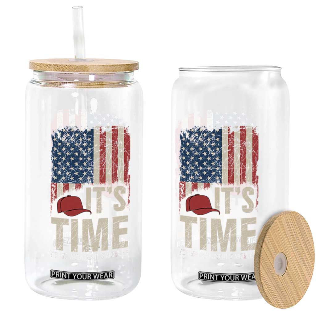 It's Time The 25th Amendment Glass Can Article II Red Hat Distressed American Flag Graphic TS02 Print Your Wear