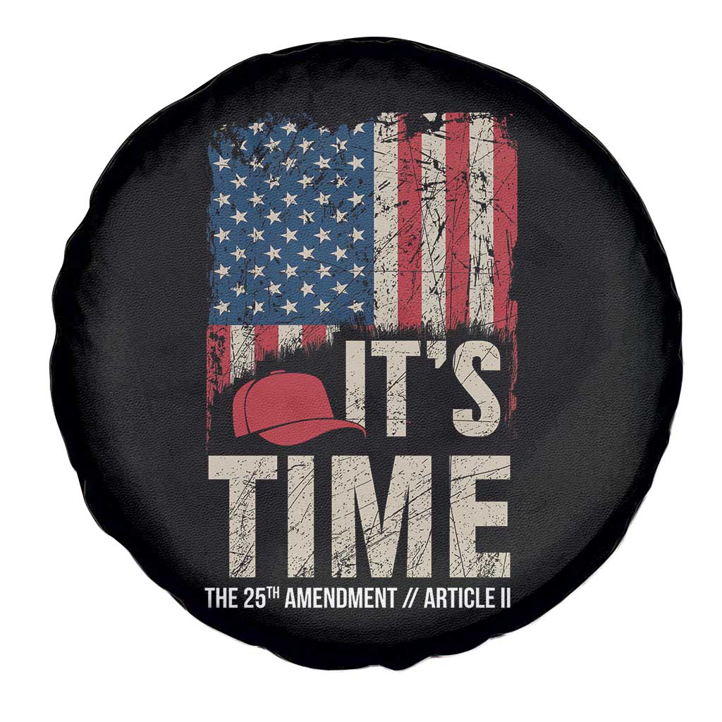 It's Time The 25th Amendment Spare Tire Cover Article II Red Hat Distressed American Flag Graphic TS02 Print Your Wear