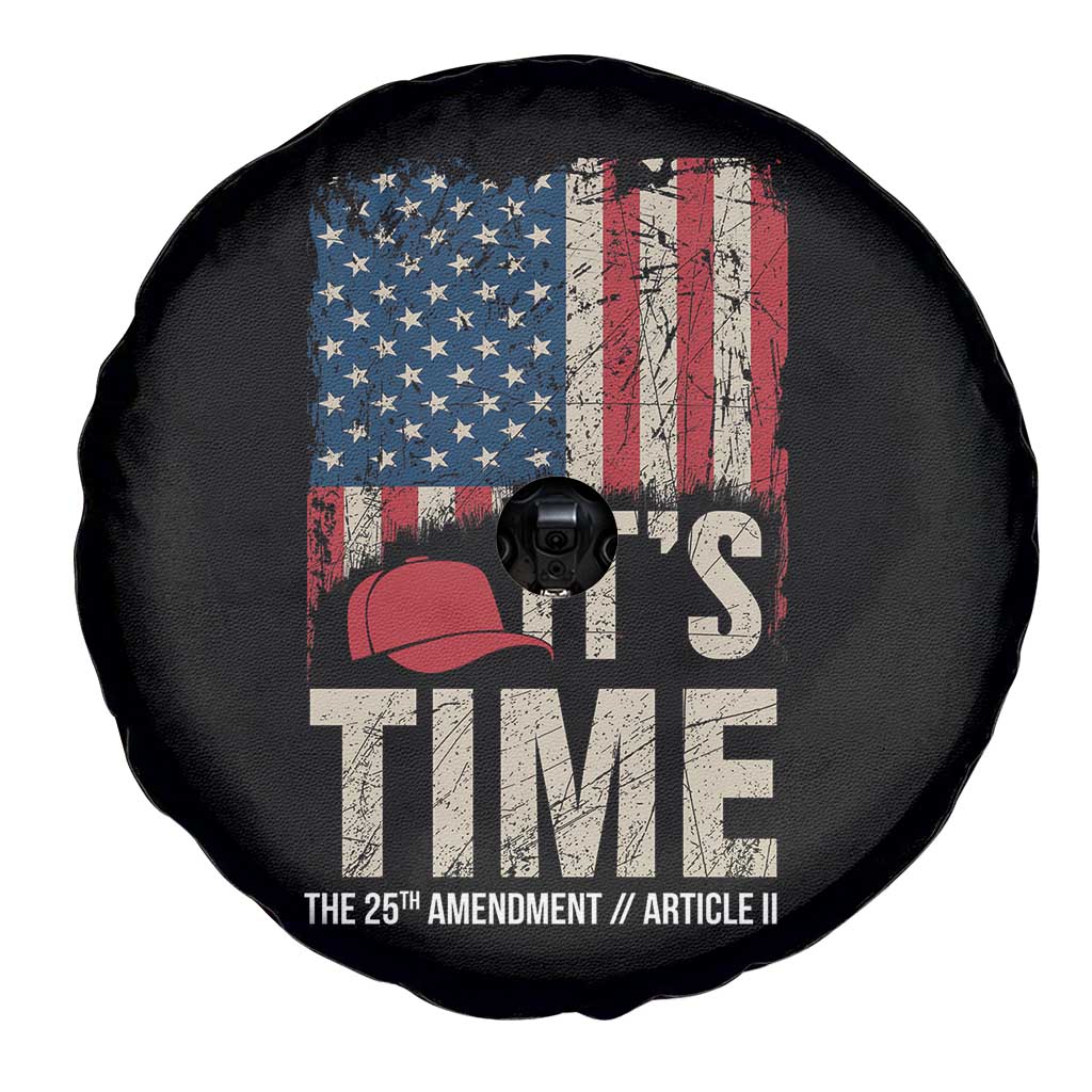 It's Time The 25th Amendment Spare Tire Cover Article II Red Hat Distressed American Flag Graphic TS02 Print Your Wear