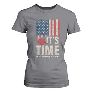 It's Time The 25th Amendment T Shirt For Women Article II Red Hat Distressed American Flag Graphic TS02 Charcoal Print Your Wear