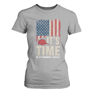 It's Time The 25th Amendment T Shirt For Women Article II Red Hat Distressed American Flag Graphic TS02 Sport Gray Print Your Wear