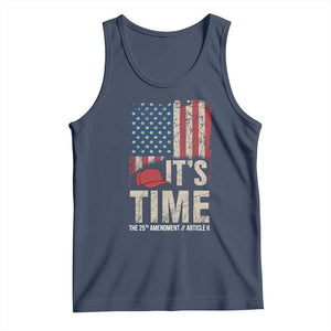 It's Time The 25th Amendment Tank Top Article II Red Hat Distressed American Flag Graphic TS02 Navy Print Your Wear
