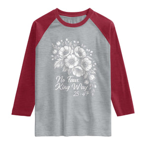 No Faux King Way 25 47 Raglan Shirt Floral Bouquet Resist Authoritarian 25th Amendment TS02 Heather Gray Heather Red Print Your Wear