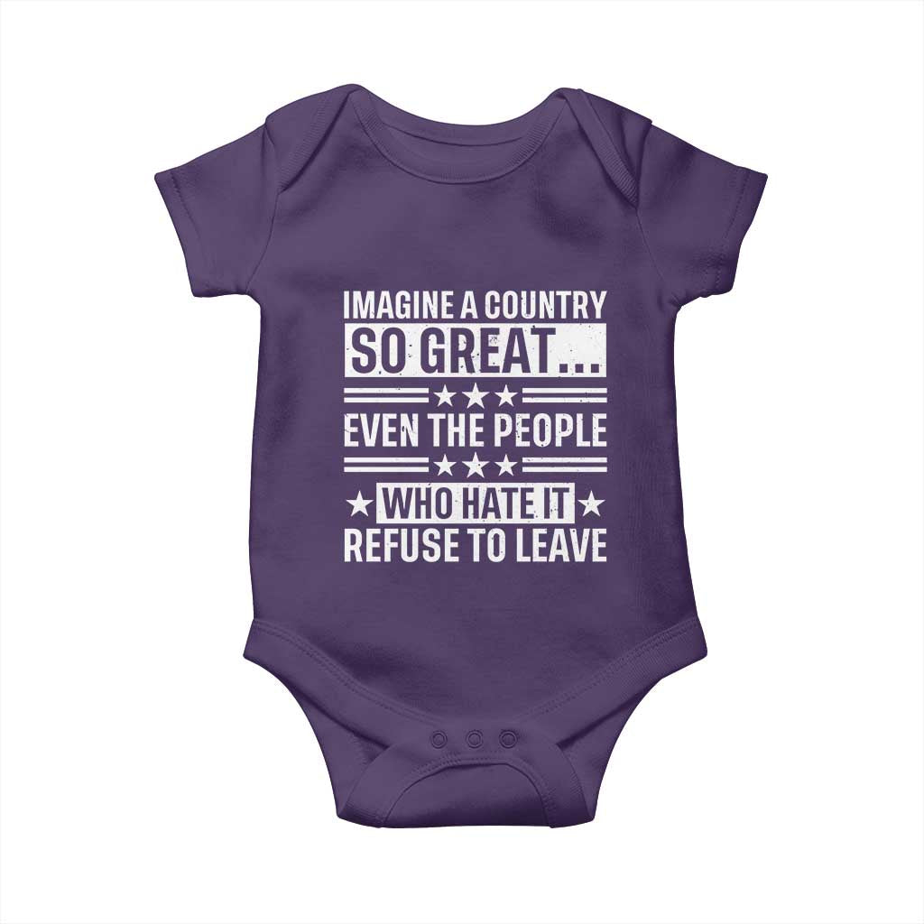 Patriotic American Pride Typography Graphic Baby Onesie Imagine A Country So Great Sarcasm TS02 Purple Print Your Wear