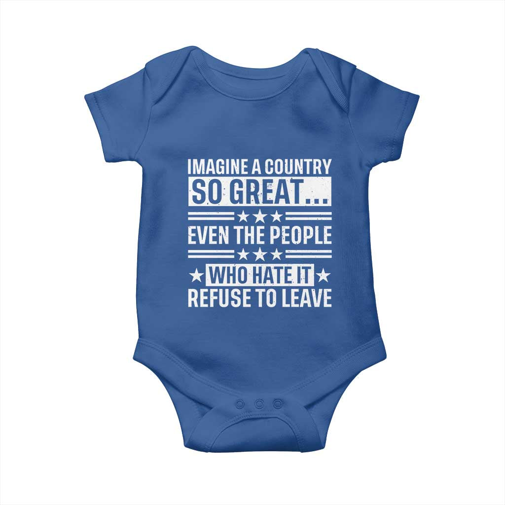 Patriotic American Pride Typography Graphic Baby Onesie Imagine A Country So Great Sarcasm TS02 Royal Blue Print Your Wear