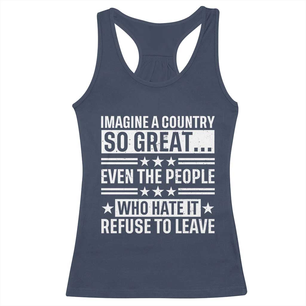 Patriotic American Pride Typography Graphic Racerback Tank Top Imagine A Country So Great Sarcasm TS02 Navy Print Your Wear