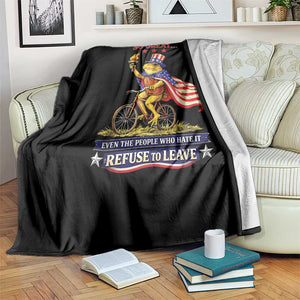 Proud American Humor Patriotic Frog On Bicycle Graphic Throw Blanket Imagine A Country So Great Pride TS02 Print Your Wear