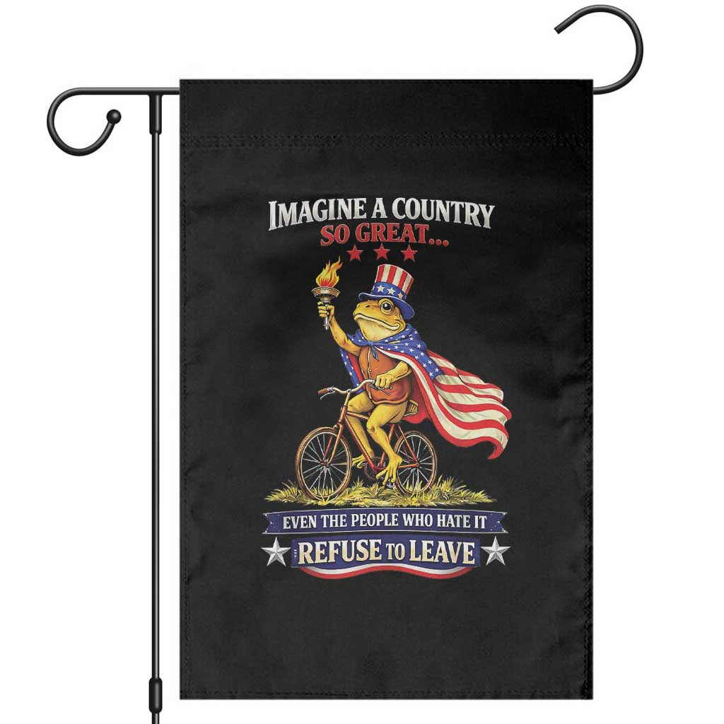 Proud American Humor Patriotic Frog On Bicycle Graphic Garden Flag Imagine A Country So Great Pride TS02 Black Print Your Wear