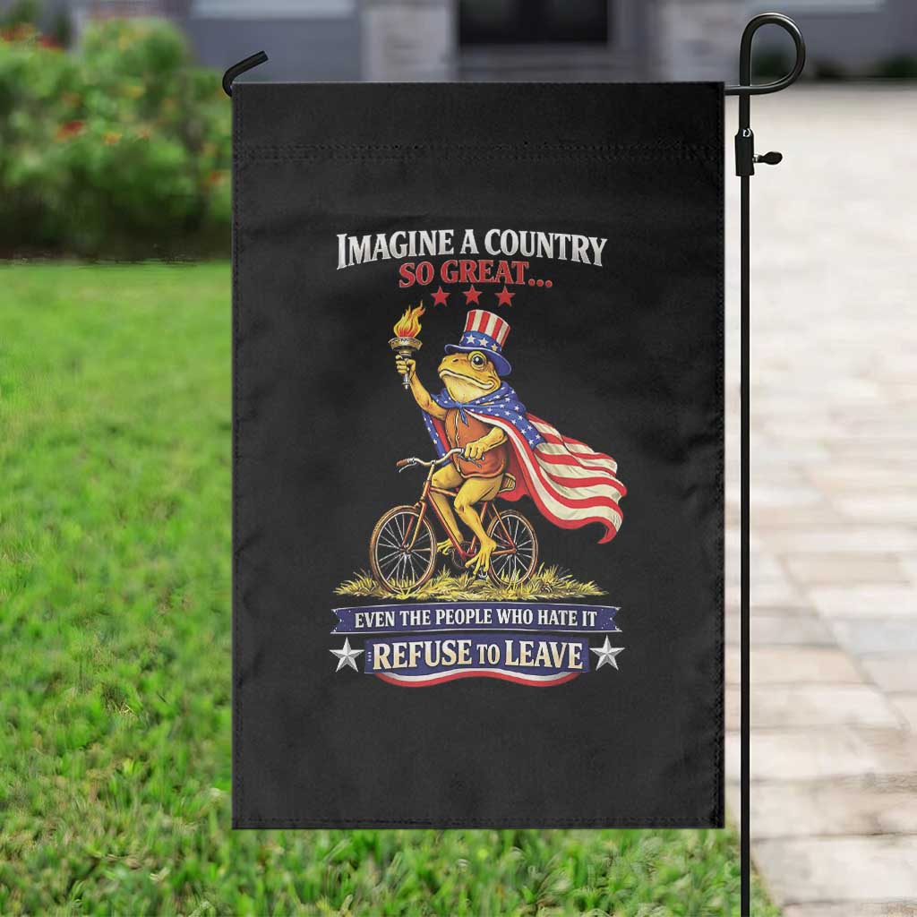 Proud American Humor Patriotic Frog On Bicycle Graphic Garden Flag Imagine A Country So Great Pride TS02 Print Your Wear