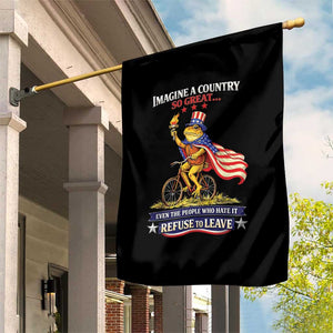 Proud American Humor Patriotic Frog On Bicycle Graphic Garden Flag Imagine A Country So Great Pride TS02 Print Your Wear