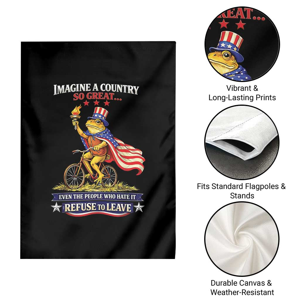 Proud American Humor Patriotic Frog On Bicycle Graphic Garden Flag Imagine A Country So Great Pride TS02 Print Your Wear